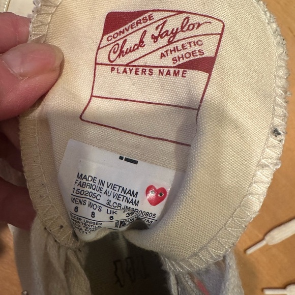 White Comme des Garcons Play Converse Black Off White Sneakers Men’s 6 Women’s 8 - Picture 2 of 10